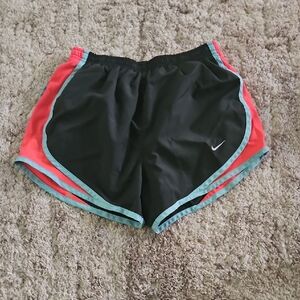 Nike Women's Dark Grey and Coral Athletic Shorts